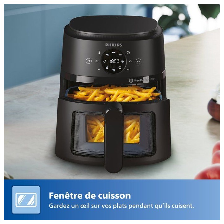 Friteuse sans huile - PHILIPS - NA210/00 - Airfryer Série 2000 - Capacité 3,2 L - 13 modes de cuisson - 1300 W - Noir Friteuse sans huile - PHILIPS - NA210/00 - Airfryer Série 2000 - Capacité 3,2 L - 13 modes de cuisson - 1300 W - Noir