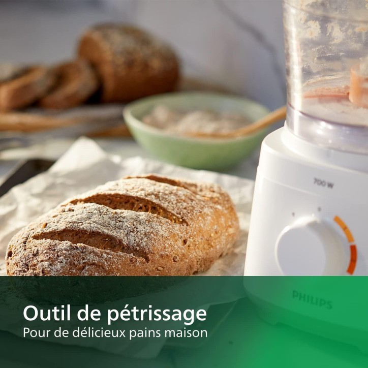 Robot de cuisine multifonction - PHILIPS - HR7320/00 - Série 3000 - 700W - bol de 2.1L - Blanc Robot de cuisine multifonction - PHILIPS - HR7320/00 - Série 3000 - 700W - bol de 2.1L - Blanc