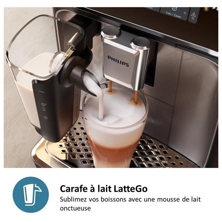 Machine a café expresso broyeur - PHILIPS - EP2339/40 - Série 2300 - LatteGo - 4 recettes - Broyage silencieux - Noir panthere Machine a café expresso broyeur - PHILIPS - EP2339/40 - Série 2300 - LatteGo - 4 recettes - Broyage silencieux - Noir panthere