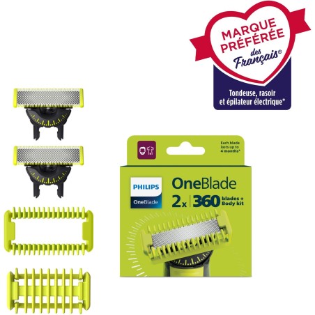 Lames de rechange - PHILIPS - OneBlade QP624/50 - Acier inoxydable - 2