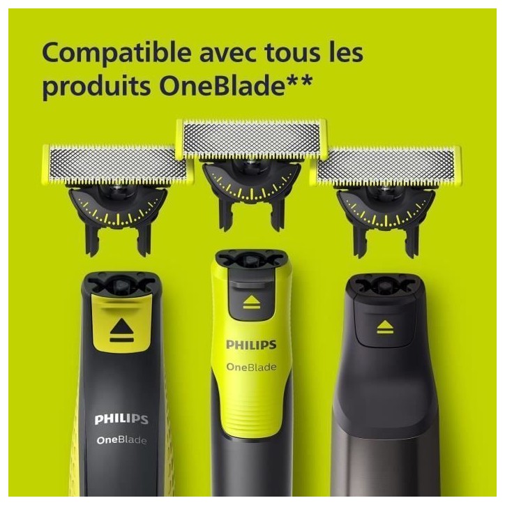 Lames de rechange - PHILIPS - OneBlade QP624/50 - Acier inoxydable - 2 lames - Protection peau