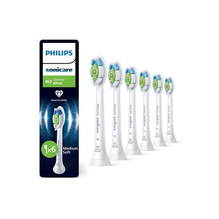 Brossette dentaire Philips Sonicare HX6066/87 Optimal White Lot de 6 Tetes de brosse a dents Brossette dentaire Philips Sonicare HX6066/87 Optimal White Lot de 6 Tetes de brosse a dents
