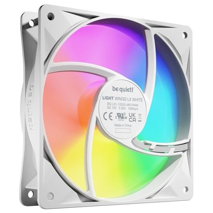 BE QUIET! - Light Wings LX - Ventilateur Boîtier - BL122 - 120 mm - PWM Triple - White - Pack BE QUIET! - Light Wings LX - Ventilateur Boîtier - BL122 - 120 mm - PWM Triple - White - Pack