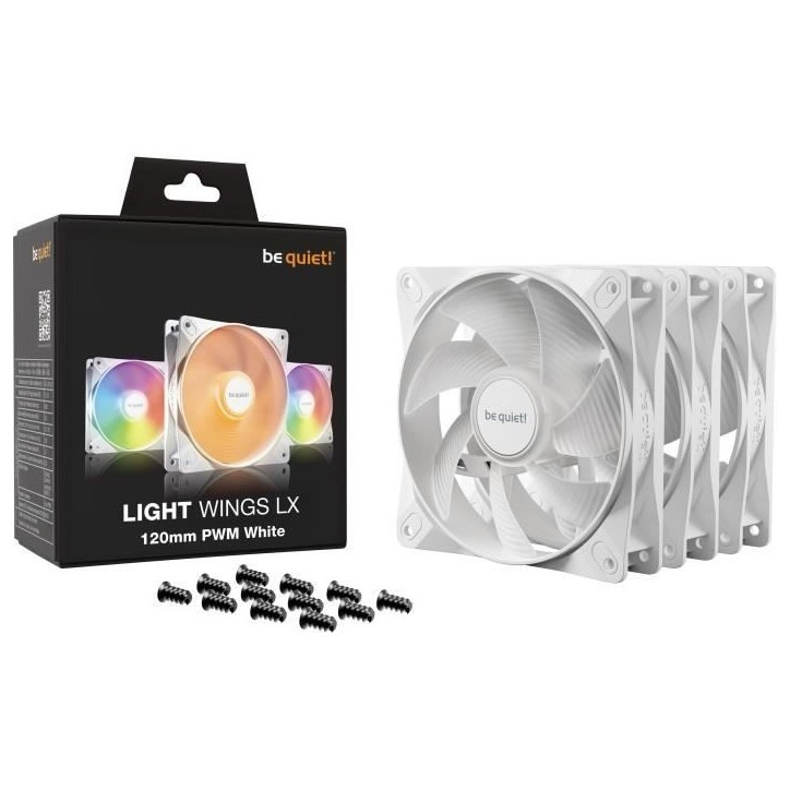 BE QUIET! - Light Wings LX - Ventilateur Boîtier - BL122 - 120 mm - PWM Triple - White - Pack BE QUIET! - Light Wings LX - Ventilateur Boîtier - BL122 - 120 mm - PWM Triple - White - Pack