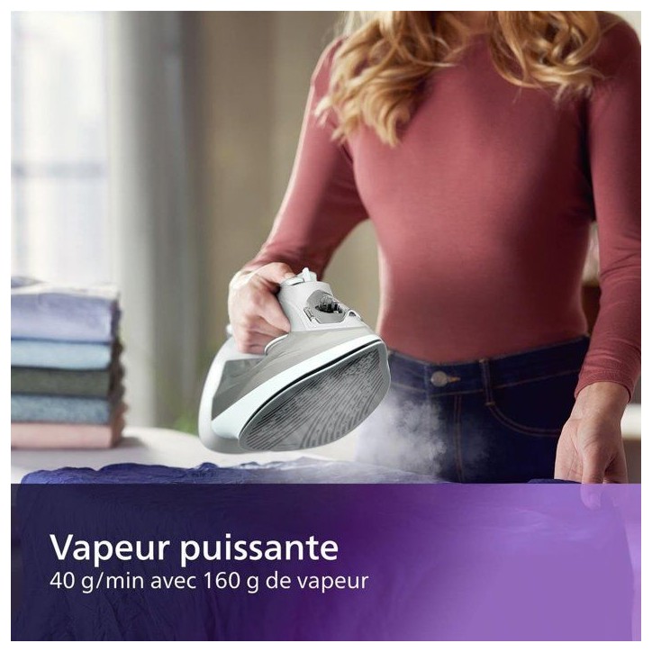 Fer a repasser - PHILIPS - DST5010/10 - Fer a vapeur Série 5000 - 40gr/min vapeur continue - 2400W - Blanc Fer a repasser - PHILIPS - DST5010/10 - Fer a vapeur Série 5000 - 40gr/min vapeur continue - 2400W - Blanc