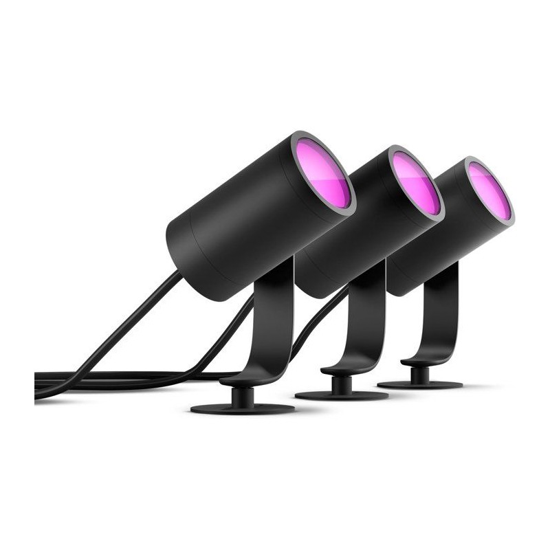 Lot de 3 spots de jardin - PHILIPS HUE - Lily - Noir - IP67