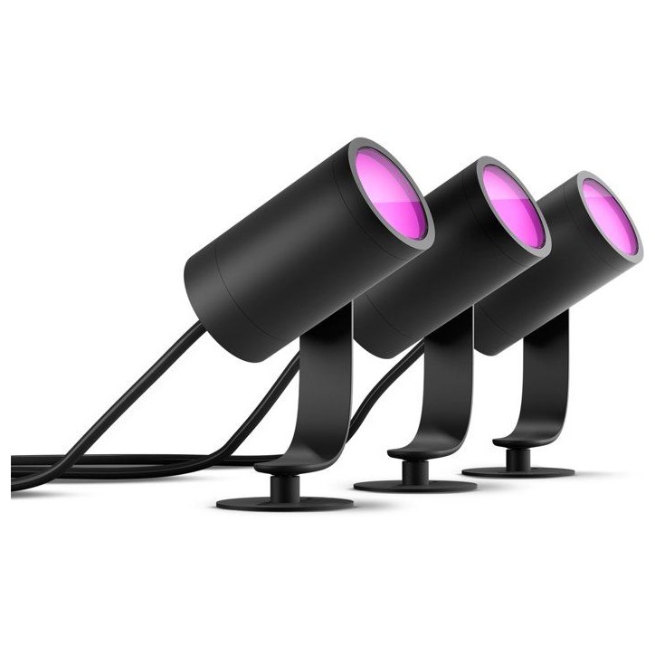 Lot de 3 spots de jardin - PHILIPS HUE - Lily - Noir - IP67 Lot de 3 spots de jardin - PHILIPS HUE - Lily - Noir - IP67
