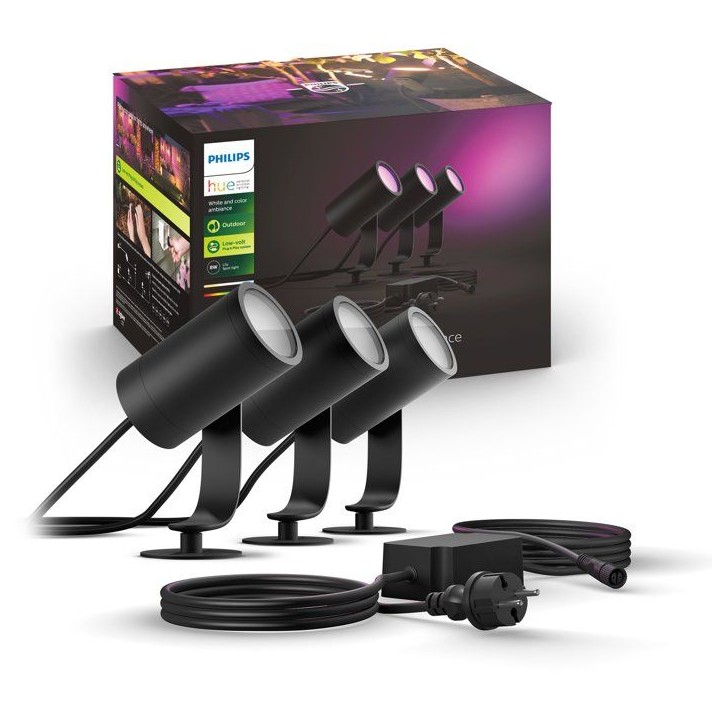 Lot de 3 spots de jardin - PHILIPS HUE - Lily - Noir - IP67 Lot de 3 spots de jardin - PHILIPS HUE - Lily - Noir - IP67