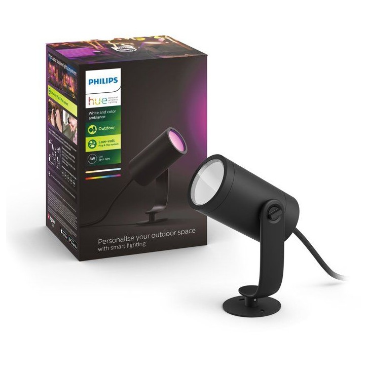 Projecteur de jardin - PHILIPS HUE - Lily - Lumiere blanche et colorée - Noir - Basse tension - Extension - IP67 Projecteur de jardin - PHILIPS HUE - Lily - Lumiere blanche et colorée - Noir - Basse tension - Extension - IP67