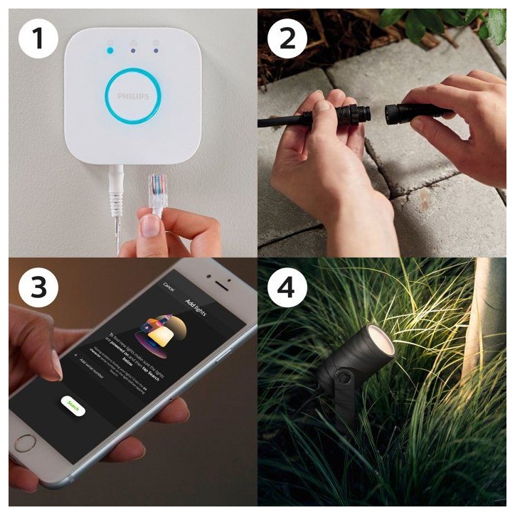 Projecteur de jardin - PHILIPS HUE - Lily - Lumiere blanche et colorée - Noir - Basse tension - Extension - IP67 Projecteur de jardin - PHILIPS HUE - Lily - Lumiere blanche et colorée - Noir - Basse tension - Extension - IP67