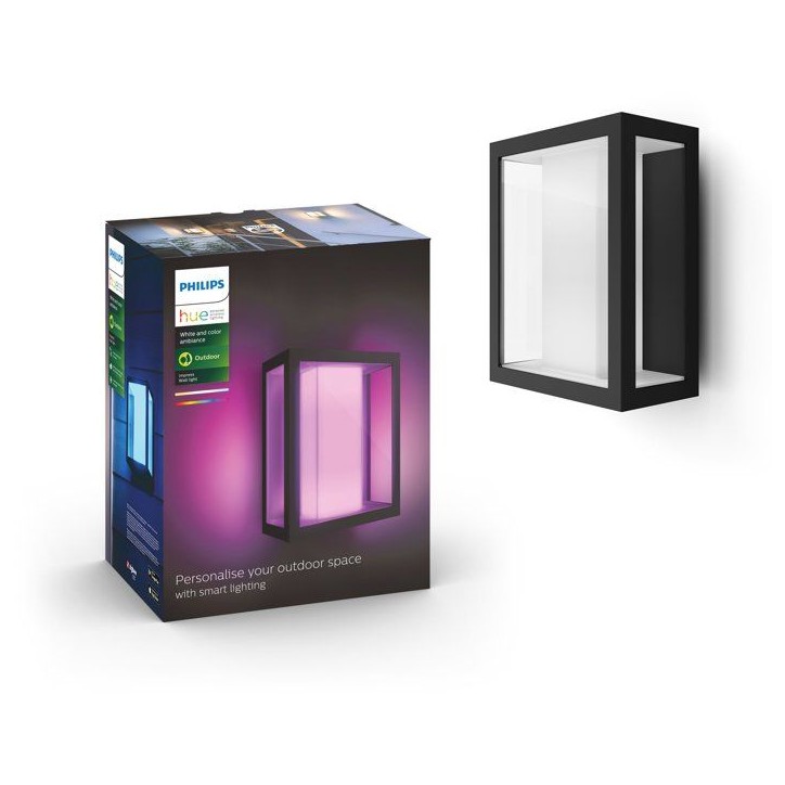 Applique murale - PHILIPS HUE - Impress - Lumiere blanche et colorée - Noir - Large - IP44 Applique murale - PHILIPS HUE - Impress - Lumiere blanche et colorée - Noir - Large - IP44