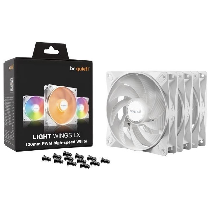 BE QUIET! - Light Wings LX - Ventilateur Boîtier - BL125S - 120 mm - PWM high - Speed triple - White - Pack BE QUIET! - Light Wings LX - Ventilateur Boîtier - BL125S - 120 mm - PWM high - Speed triple - White - Pack