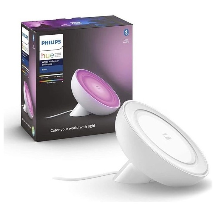 Philips Hue White & Color Ambiance, lampe Bloom, 4eme génération - Blanc, Bluetooth, fonctionne avec Alexa, Google, Homekit Philips Hue White & Color Ambiance, lampe Bloom, 4eme génération - Blanc, Bluetooth, fonctionne avec Alexa, Google, Homekit