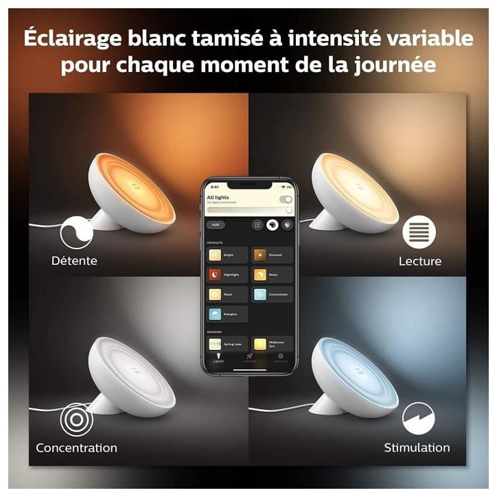 Philips Hue White & Color Ambiance, lampe Bloom, 4eme génération - Blanc, Bluetooth, fonctionne avec Alexa, Google, Homekit Philips Hue White & Color Ambiance, lampe Bloom, 4eme génération - Blanc, Bluetooth, fonctionne avec Alexa, Google, Homekit