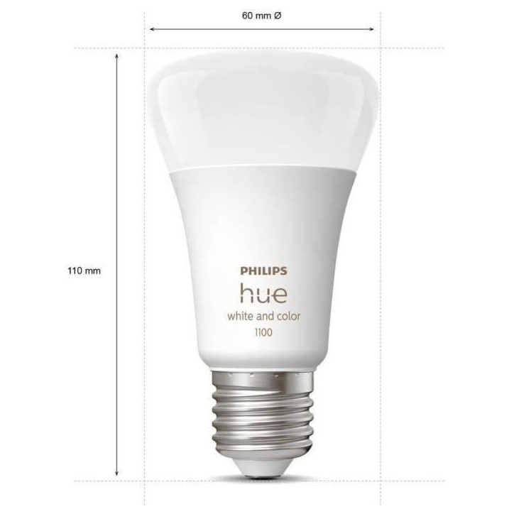 Philips Hue White and Color Ambiance, Kit de démarrage 3 ampoules E27, 75W, Bluetooth, fonctionne avec Alexa, Google et Homekit Philips Hue White and Color Ambiance, Kit de démarrage 3 ampoules E27, 75W, Bluetooth, fonctionne avec Alexa, Google et Homekit