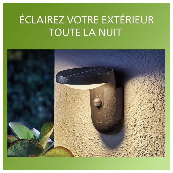 Applique murale - PHILIPS - Tyla - a énergie solaire - Anthracite - Avec capteur - 1,2 W Applique murale - PHILIPS - Tyla - a énergie solaire - Anthracite - Avec capteur - 1,2 W