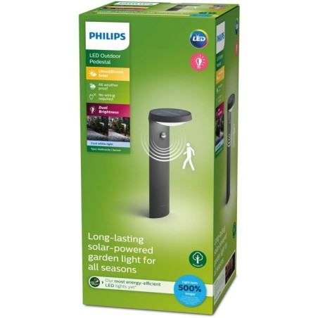 Lampe sur pied - PHILIPS - Tyla IR - Anthracite - 1 x 1,2 W - 4000 K - Détecteur de mouvement - Version UE