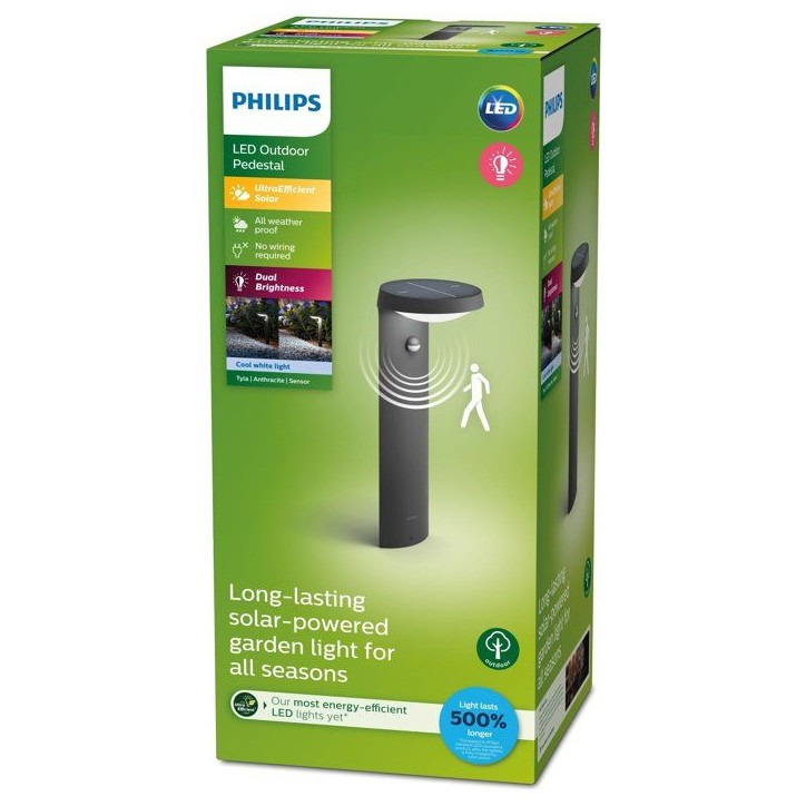 Lampe sur pied - PHILIPS - Tyla IR - Anthracite - 1 x 1,2 W - 4000 K - Détecteur de mouvement - Version UE Lampe sur pied - PHILIPS - Tyla IR - Anthracite - 1 x 1,2 W - 4000 K - Détecteur de mouvement - Version UE