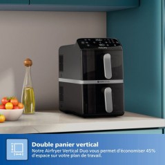 Friteuse sans huile PHILIPS - Airfryer Série 4000 Vertical Duo NA461/