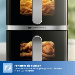 Friteuse sans huile PHILIPS - Airfryer Série 4000 Vertical Duo NA461/