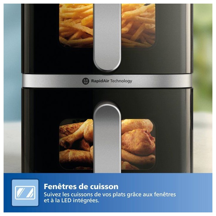 Friteuse sans huile PHILIPS - Airfryer Série 4000 Vertical Duo NA461/00 - Capacité 10 L - Double cuve - 2750W Friteuse sans huile PHILIPS - Airfryer Série 4000 Vertical Duo NA461/00 - Capacité 10 L - Double cuve - 2750W