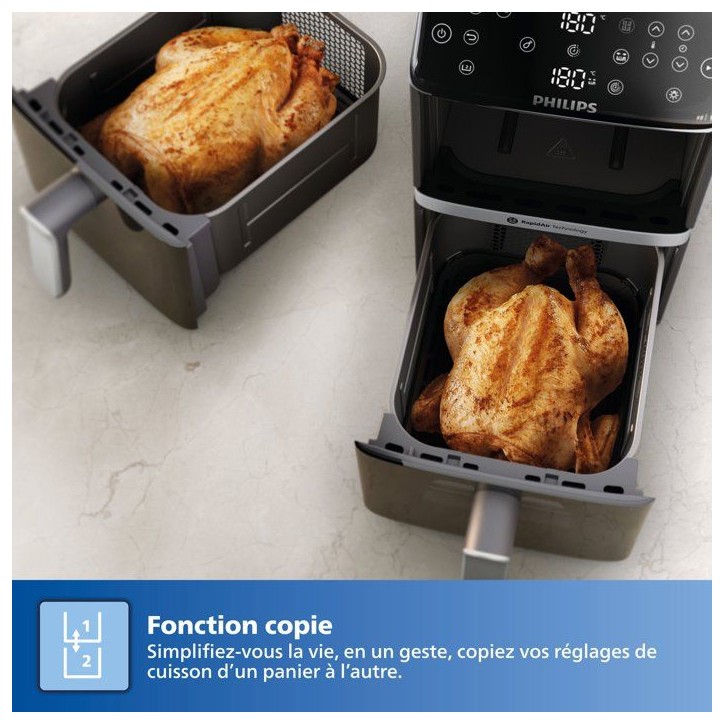 Friteuse sans huile PHILIPS - Airfryer Série 4000 Vertical Duo NA461/00 - Capacité 10 L - Double cuve - 2750W Friteuse sans huile PHILIPS - Airfryer Série 4000 Vertical Duo NA461/00 - Capacité 10 L - Double cuve - 2750W