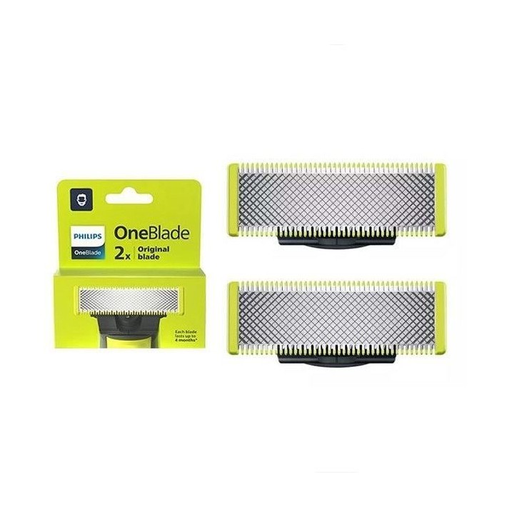 Lames de Rechange - PHILIPS - QP220/51 OneBlade - Acier Inoxydable, 4 Mois d'Utilisation, Double Sens, Étanches Lames de Rechange - PHILIPS - QP220/51 OneBlade - Acier Inoxydable, 4 Mois d'Utilisation, Double Sens, Étanches