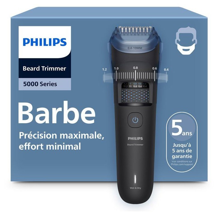 Tondeuse barbe précision - PHILIPS - Series 5000 BT5780/15 - Autonomie 1h40 - Sans fil - Noir Tondeuse barbe précision - PHILIPS - Series 5000 BT5780/15 - Autonomie 1h40 - Sans fil - Noir