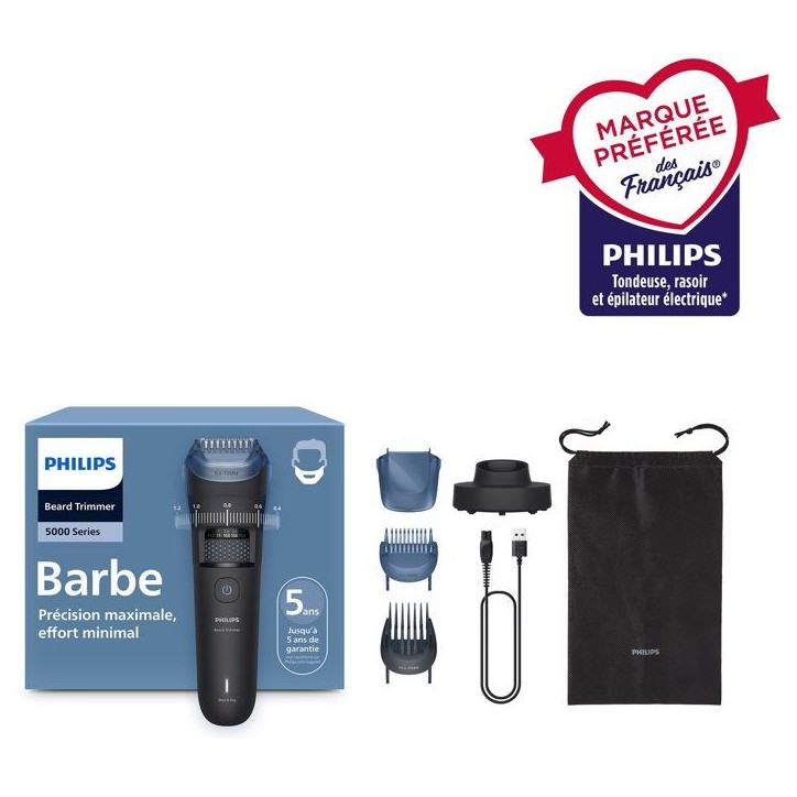 Tondeuse barbe précision - PHILIPS - Series 5000 BT5780/15 - Autonomie 1h40 - Sans fil - Noir Tondeuse barbe précision - PHILIPS - Series 5000 BT5780/15 - Autonomie 1h40 - Sans fil - Noir