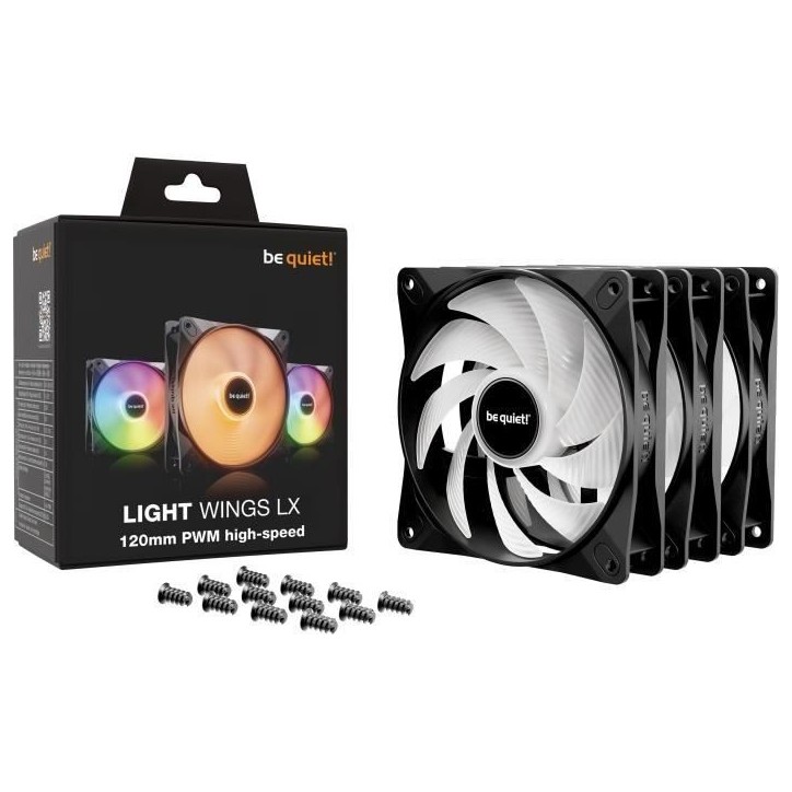 BE QUIET! - Light Wings LX - Ventilateur Boîtier - BL124 - 120 mm - PWM high - Speed Triple - Pack