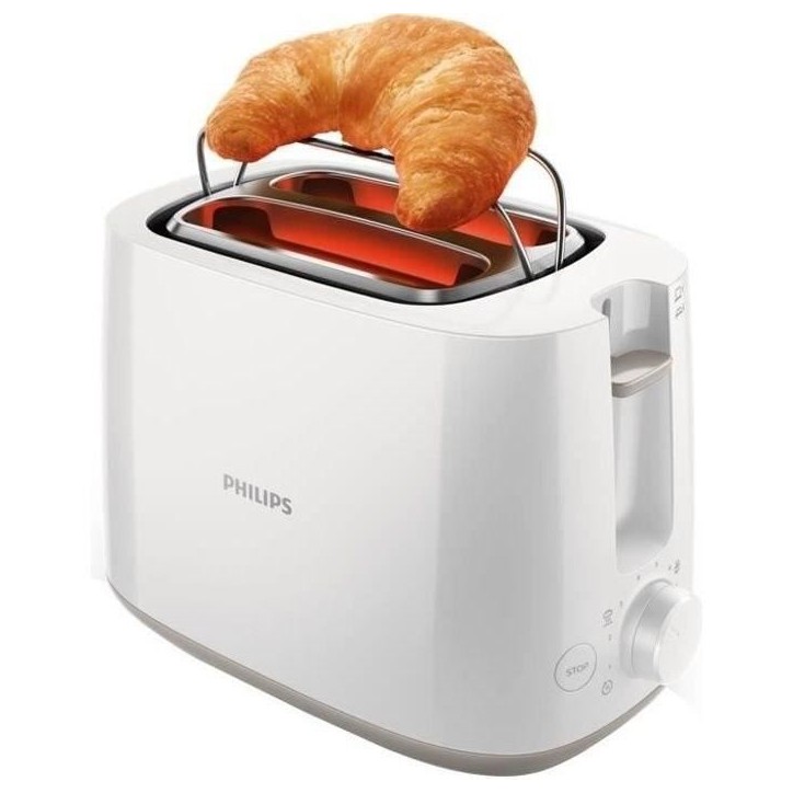 Grille-pain - PHILIPS - HD2581/00 - Toaster collection Daily - 2 fentes - 830W - Blanc Grille-pain - PHILIPS - HD2581/00 - Toaster collection Daily - 2 fentes - 830W - Blanc