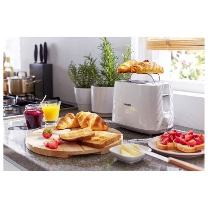 Grille-pain - PHILIPS - HD2581/00 - Toaster collection Daily - 2 fentes - 830W - Blanc Grille-pain - PHILIPS - HD2581/00 - Toaster collection Daily - 2 fentes - 830W - Blanc