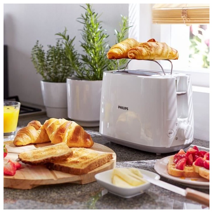 Grille-pain - PHILIPS - HD2581/00 - Toaster collection Daily - 2 fentes - 830W - Blanc Grille-pain - PHILIPS - HD2581/00 - Toaster collection Daily - 2 fentes - 830W - Blanc