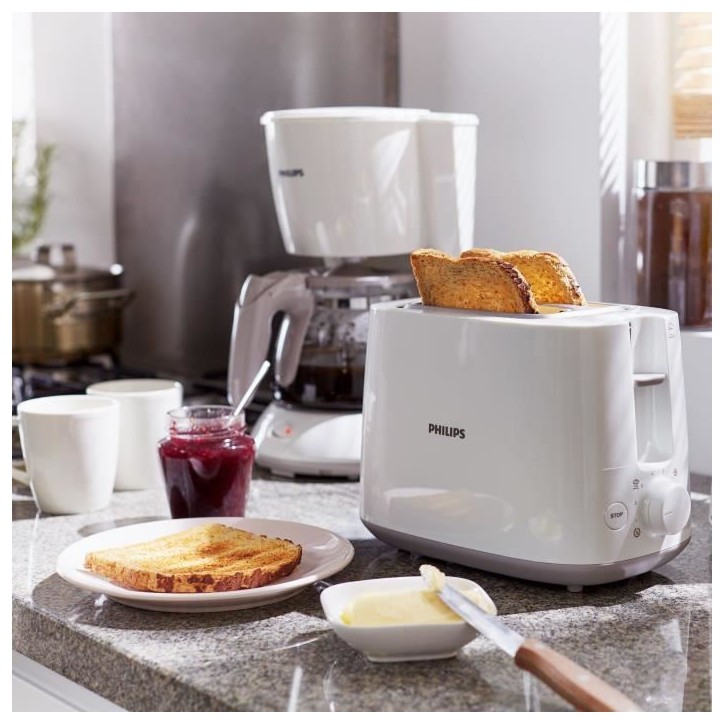 Grille-pain - PHILIPS - HD2581/00 - Toaster collection Daily - 2 fentes - 830W - Blanc Grille-pain - PHILIPS - HD2581/00 - Toaster collection Daily - 2 fentes - 830W - Blanc