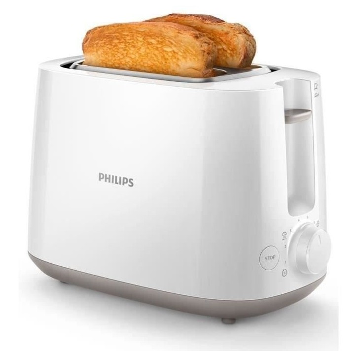 Grille-pain - PHILIPS - HD2581/00 - Toaster collection Daily - 2 fentes - 830W - Blanc Grille-pain - PHILIPS - HD2581/00 - Toaster collection Daily - 2 fentes - 830W - Blanc