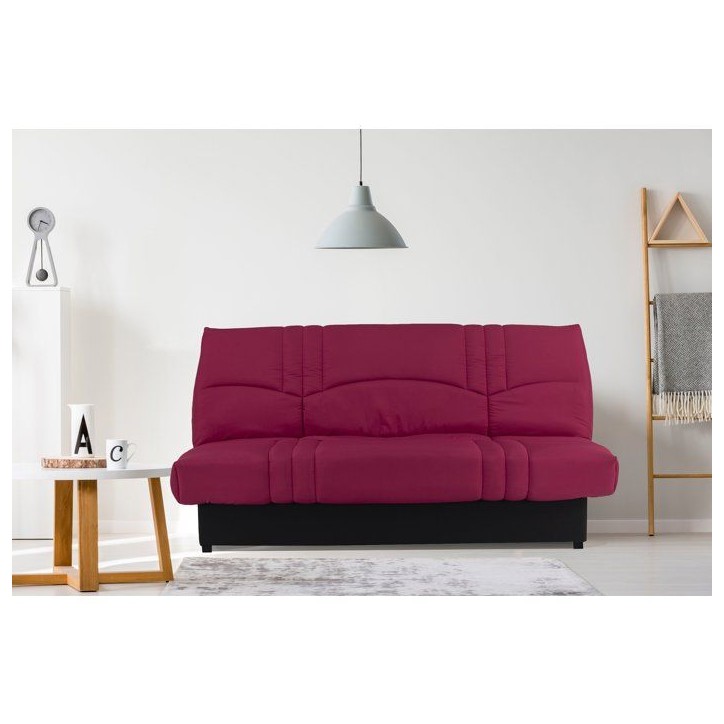 Canapé convertible Clic-clac - 3 places - Tissu Bordeaux - 190 x 90 x 92 cm - PIXIE Canapé convertible Clic-clac - 3 places - Tissu Bordeaux - 190 x 90 x 92 cm - PIXIE