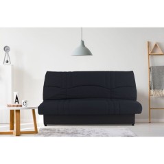 Canapé convertible Clic-clac - 3 places - Tissu Noir - 190 x 90 x 92 cm - PIXIE