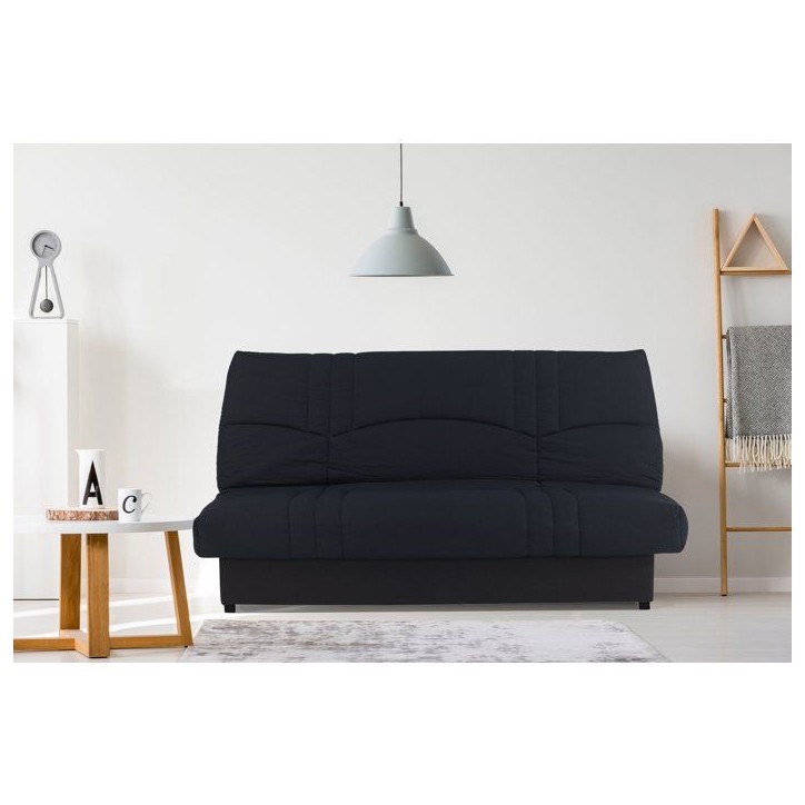 Canapé convertible Clic-clac - 3 places - Tissu Noir - 190 x 90 x 92 cm - PIXIE Canapé convertible Clic-clac - 3 places - Tissu Noir - 190 x 90 x 92 cm - PIXIE