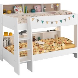 PARISOT Lits superposés enfant 2 x 90x200 cm - Décor Chene et Blanc