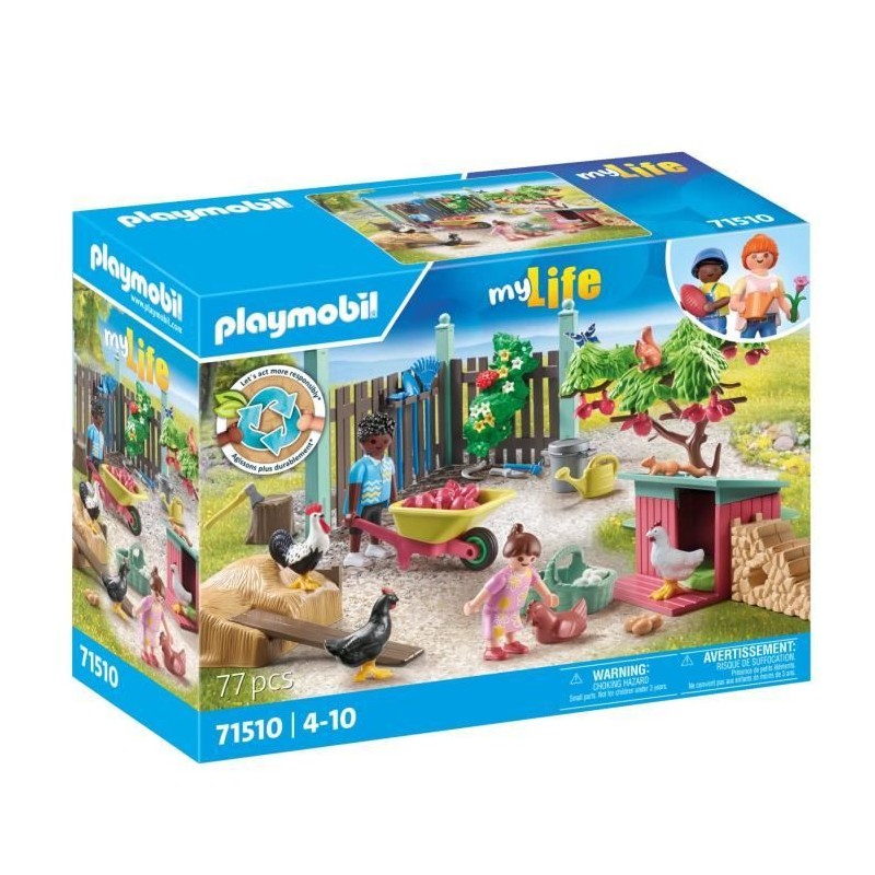 PLAYMOBIL 71510 Poulailler et jardin, My Life, 77 pieces, Des 4 ans
