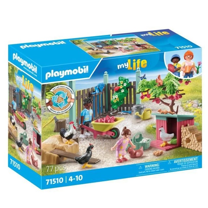 PLAYMOBIL 71510 Poulailler et jardin, My Life, 77 pieces, Des 4 ans