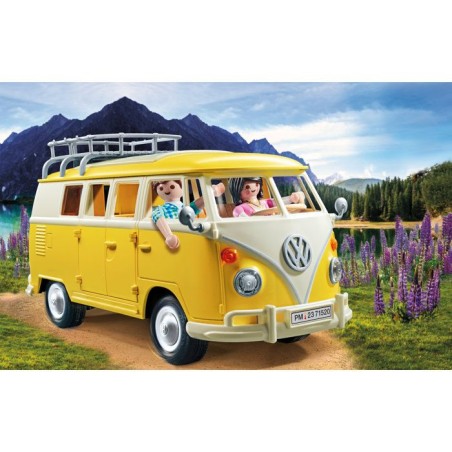 PLAYMOBIL 71520 Volkswagen T1 Combi jaune, Classic Car, Voiture de collection, 77 pieces, des 14 ans