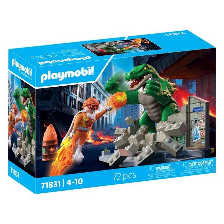 Playmobil 71831 Les super-héros contre le lézard géant, Super Heroes, univers miniature, 72 pieces, des 4 ans Playmobil 71831 Les super-héros contre le lézard géant, Super Heroes, univers miniature, 72 pieces, des 4 ans