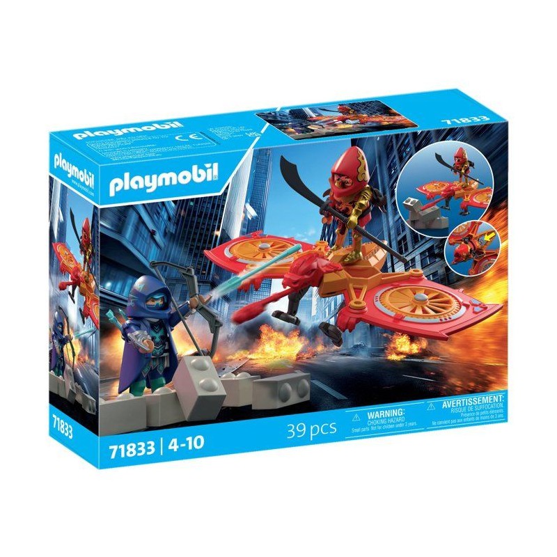 PLAYMOBIL 71833 Super-héros et son drone contre un ninja, Super Heroe