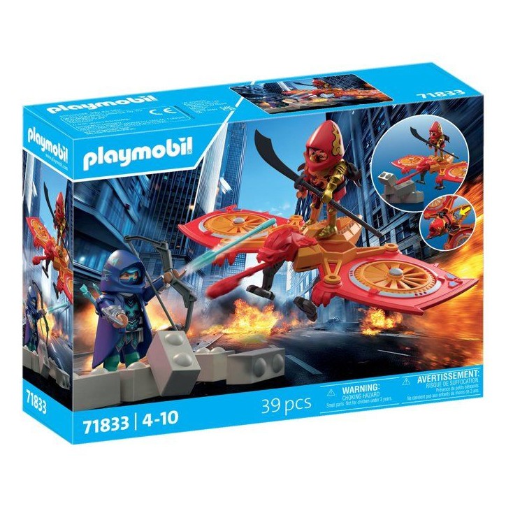 PLAYMOBIL 71833 Super-héros et son drone contre un ninja, Super Heroes, univers miniature, 39 pieces, des 4 ans PLAYMOBIL 71833 Super-héros et son drone contre un ninja, Super Heroes, univers miniature, 39 pieces, des 4 ans