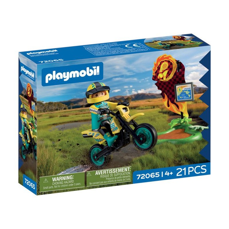 PLAYMOBIL 72065 Motocross, Véhicule de course, 21 pieces, rider & acc