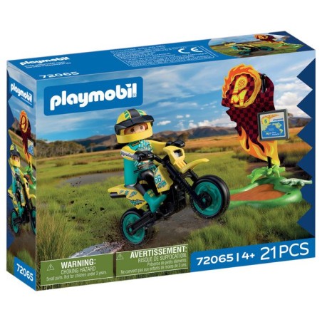 PLAYMOBIL 72065 Motocross, Véhicule de course, 21 pieces, rider & acc