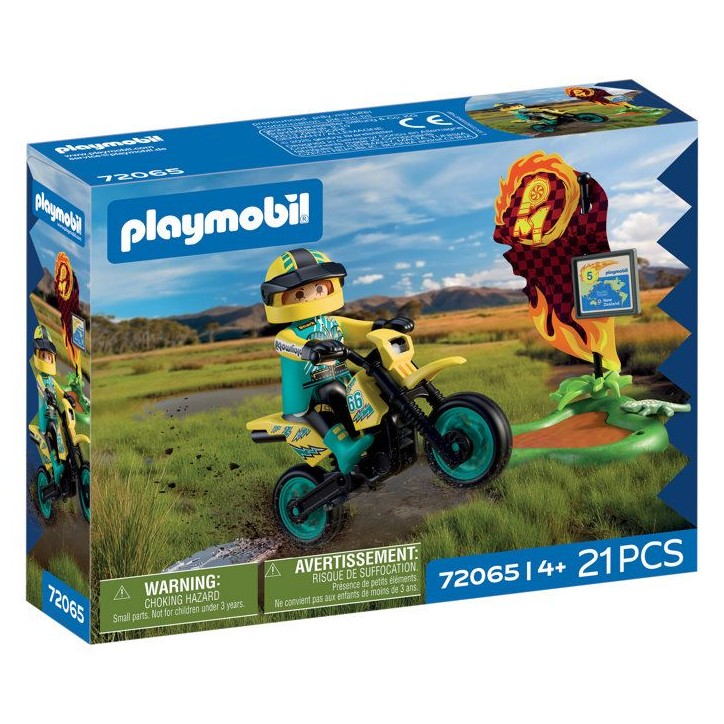 PLAYMOBIL 72065 Motocross, Véhicule de course, 21 pieces, rider & accessoires, Des 4 ans