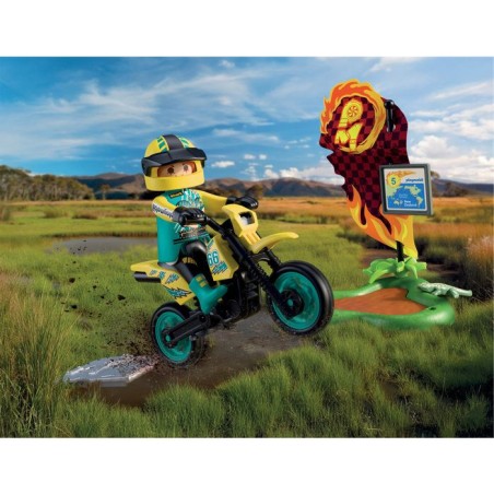 PLAYMOBIL 72065 Motocross, Véhicule de course, 21 pieces, rider & accessoires, Des 4 ans