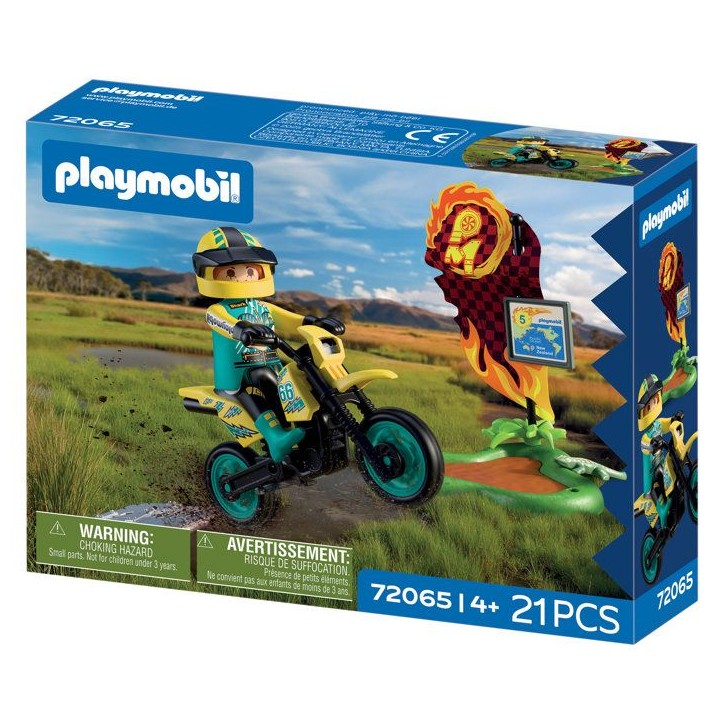 PLAYMOBIL 72065 Motocross, Véhicule de course, 21 pieces, rider & accessoires, Des 4 ans